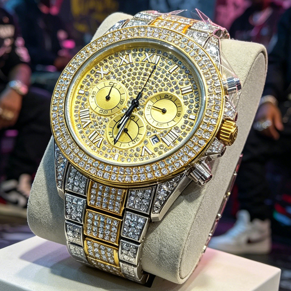 Jewelry Watches Brands - ساعة كوارتز رجالية فاخرة مرصعة بالألماس