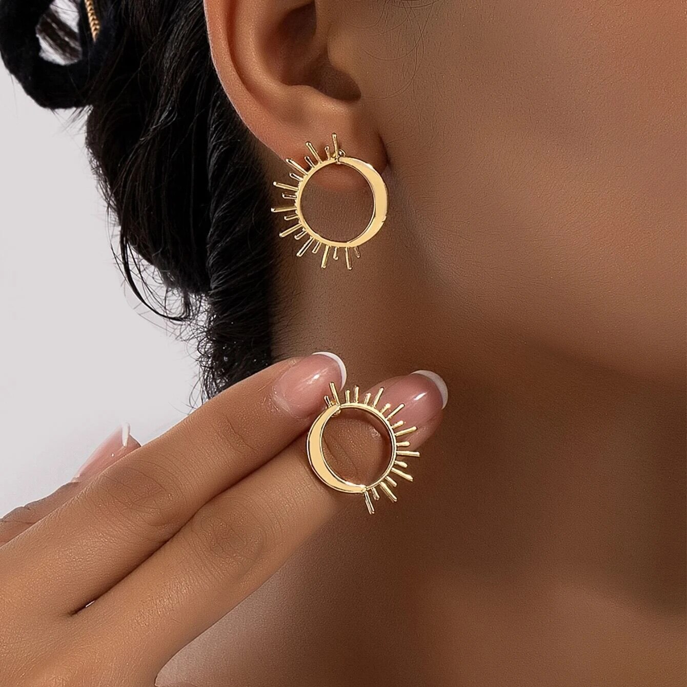 Moon Star Earrings - Obega Ins الشمس القمر شكل أقراط