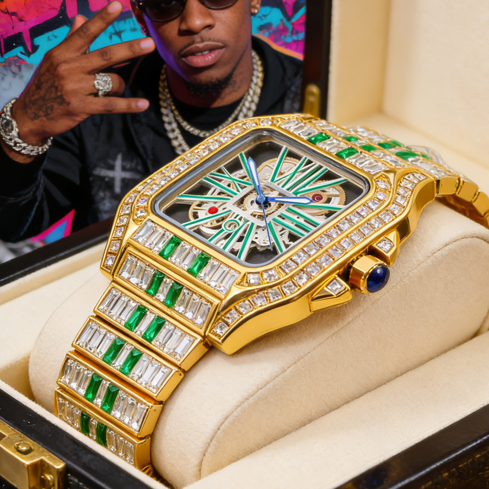 Jewelry Watches Brands - ساعة يد رجالية فاخرة مرصعة بالكامل
