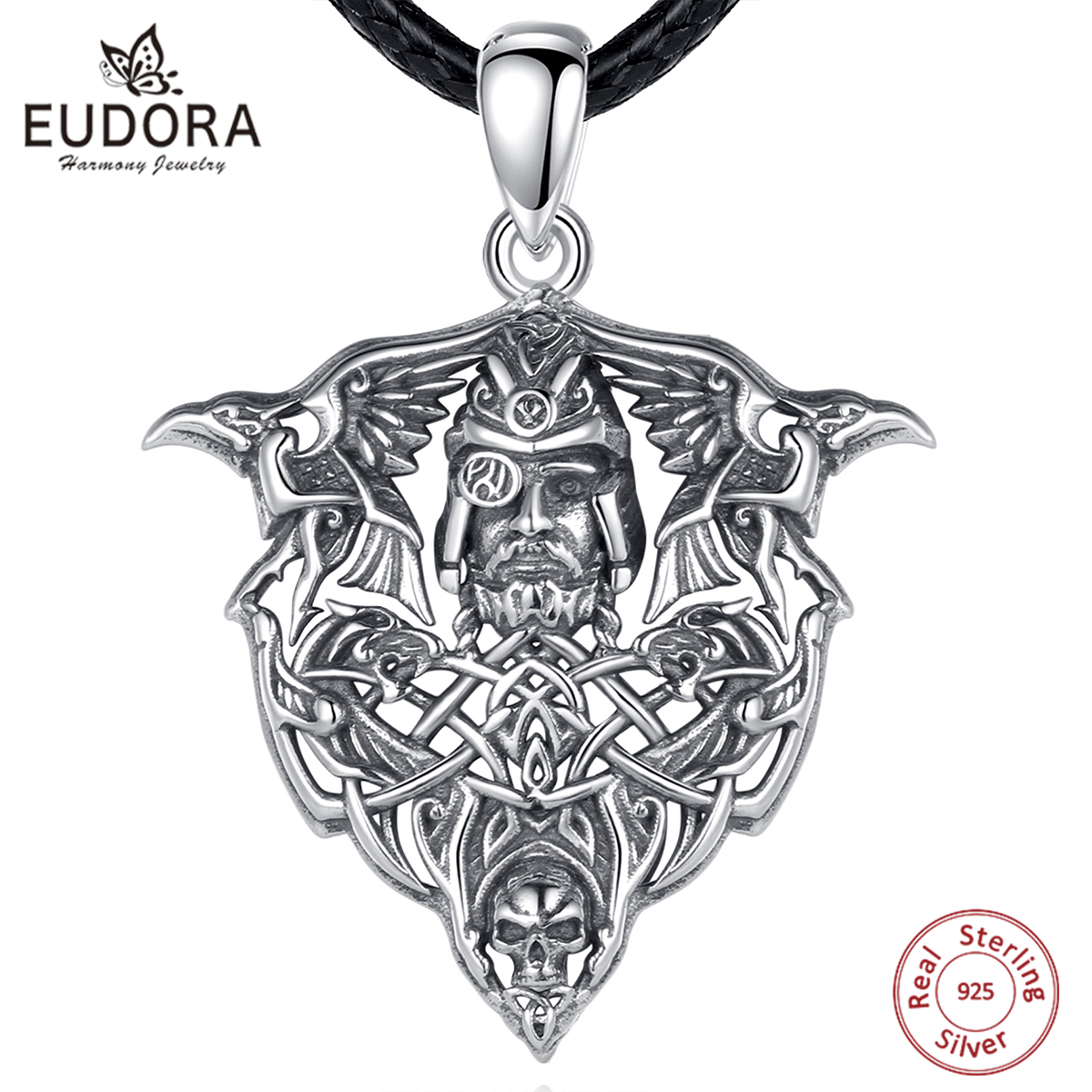 Wolf Jewelry & Watches Tampa - يودورا 925 فضة فايكنغ الغراب الذئب