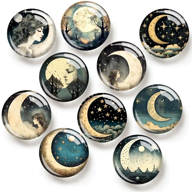 Moon Star Earrings - أحجار زجاجية على شكل قمر ونجوم
