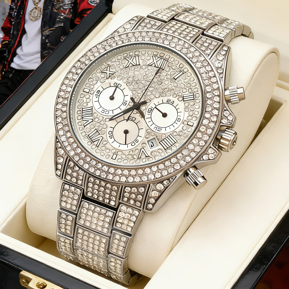 ساعة كوارتز رجالية فاخرة مرصعة - مراجعة Jewelry Watches Brands وسعره
