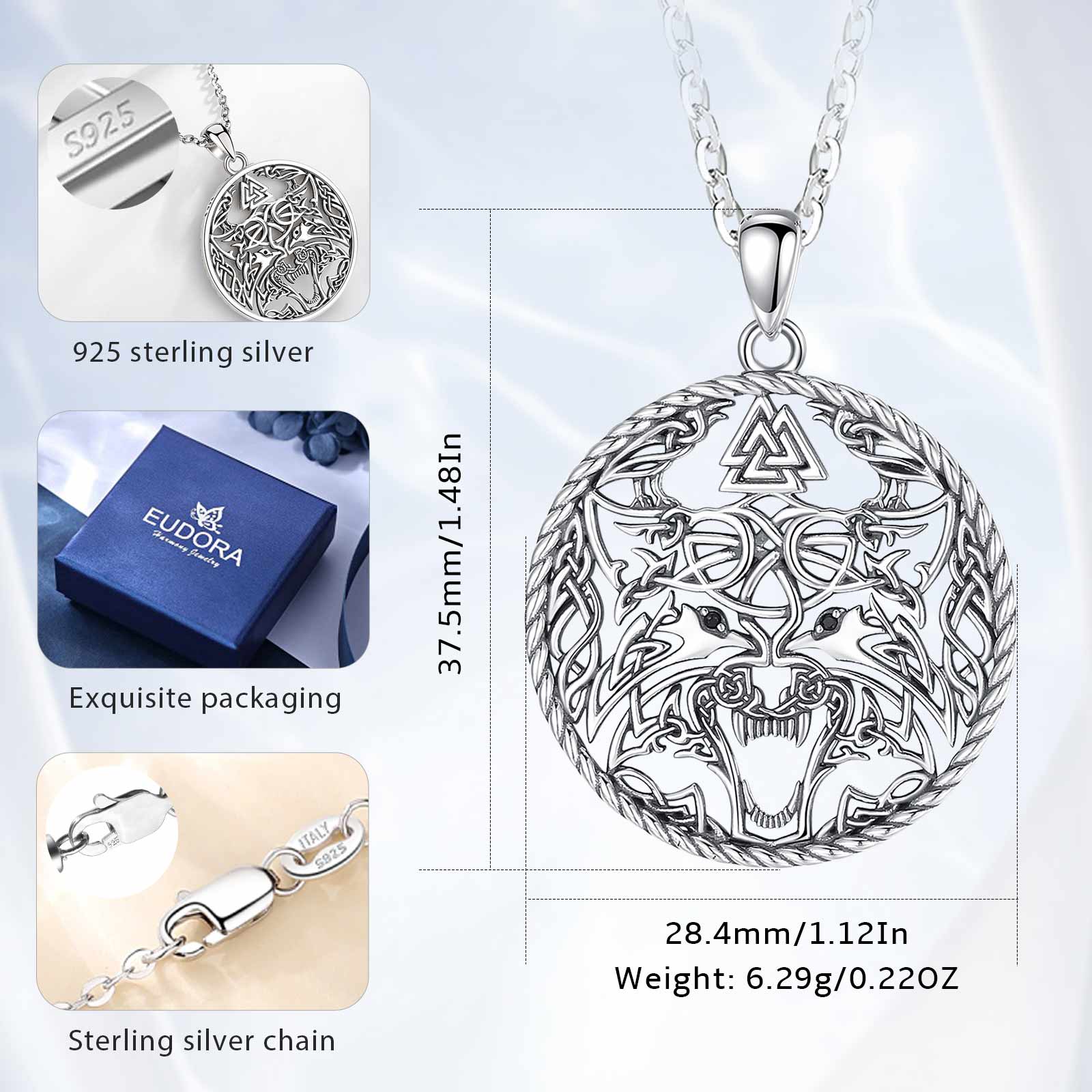 يودورا 925 فضة فايكنغ الذئب قل - مراجعة Wolf Jewelry & Watches Tampa وسعره