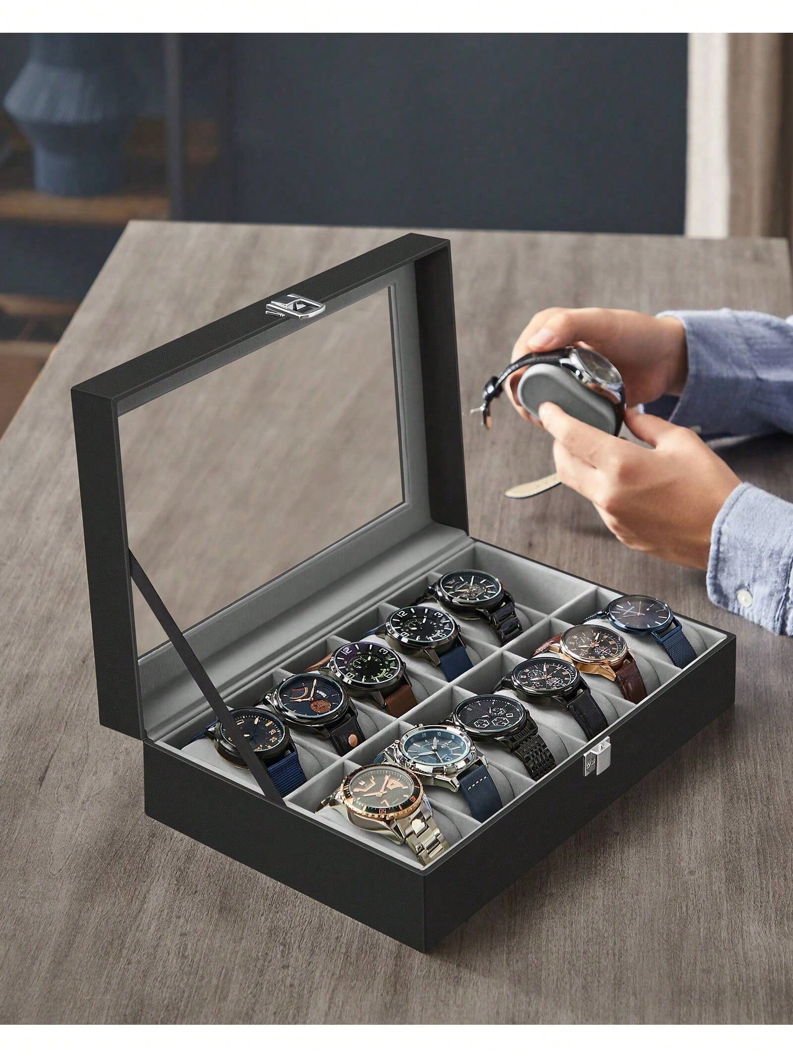 صندوق ساعات بـ 12 فتحة قابل لل - مراجعة Watch Display Box وسعره