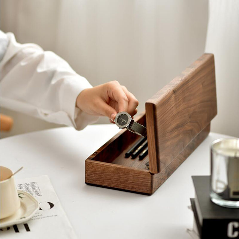 الجوز الأسود الراقية صندوق تخز - مراجعة Watch Display Box وسعره