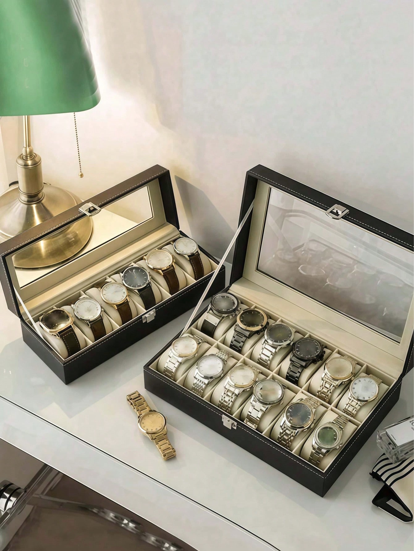 صندوق ساعات جلدي مع قفل، علبة  - مراجعة Watch Display Box وسعره