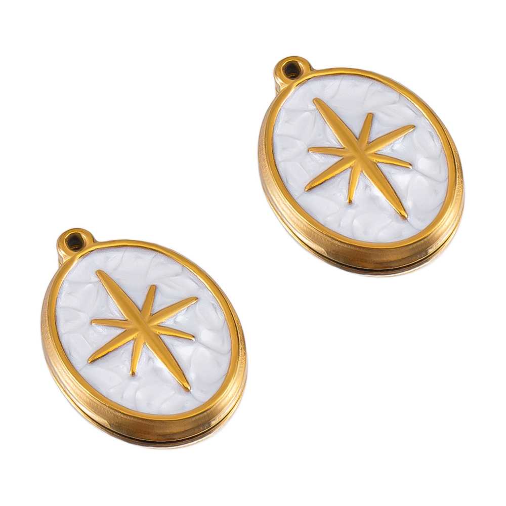 2 قطعة المينا البيضاء الفولاذ  - مراجعة Moon Star Earrings وسعره