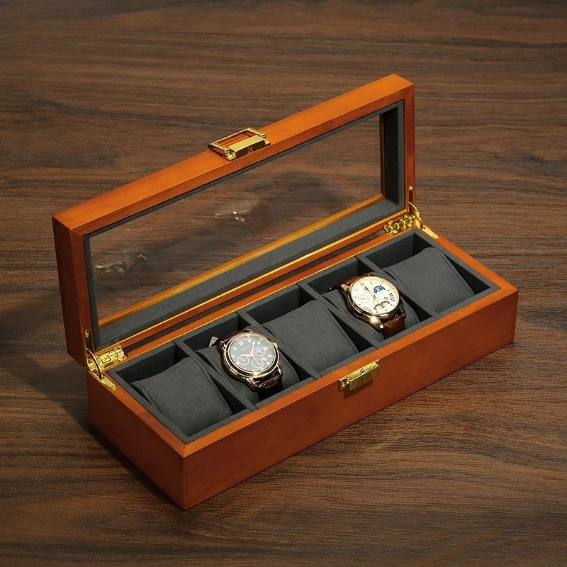 صندوق ساعات خشبي صلب بخمسة أقس - مراجعة Watch Display Box وسعره