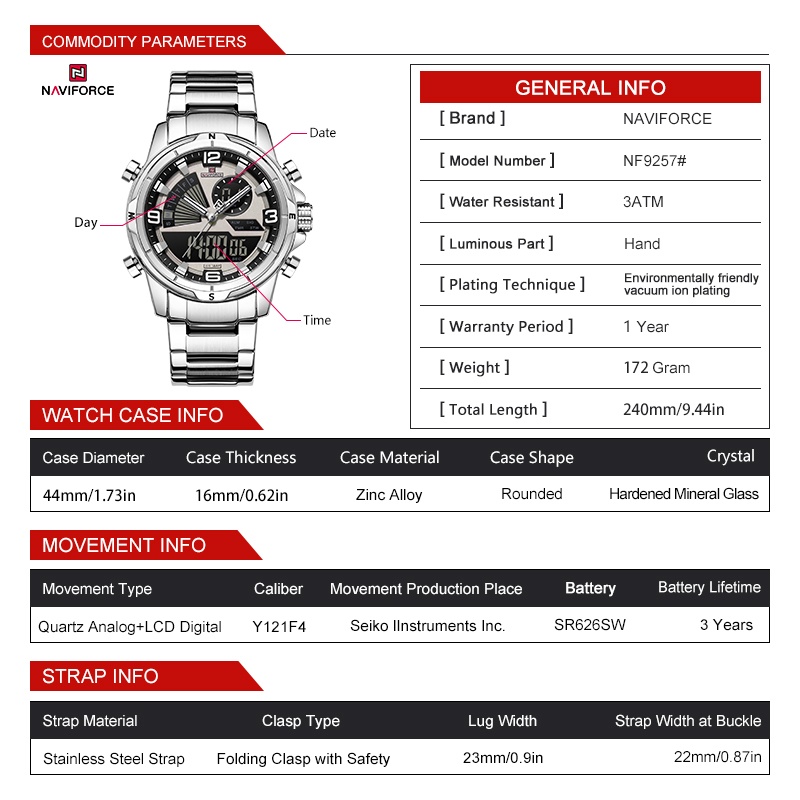 ساعة NAVIFORCE للرجال بشاشة مز - مراجعة Watch Display Box وسعره